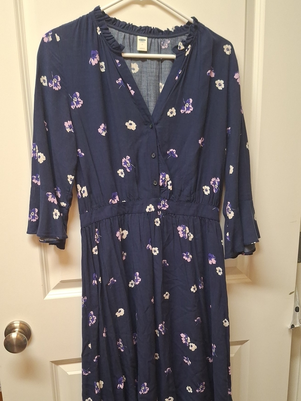 Old Navy Navy Floral Midi Dress - Women's